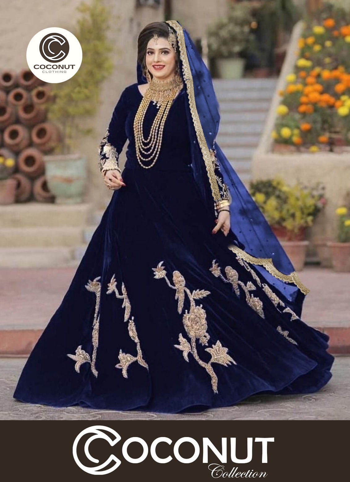 Sleeves and Border Embroidered Maxi with Four Sided Lace Dupatta 3PCs
